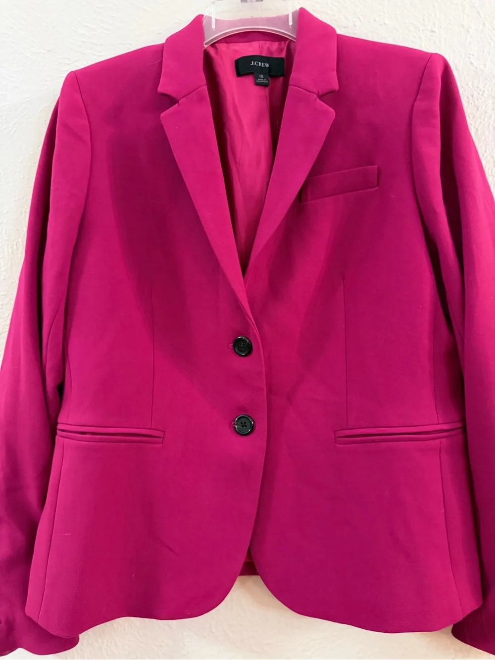 J Crew fushcia double button lined blazer